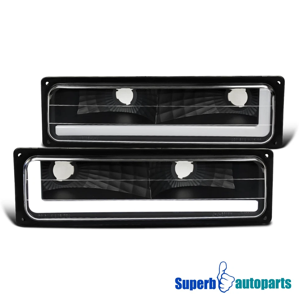 Fits 1988-1998 Chevy GMC C10 Silverado Sierra LED Bar Bumper Signal Lights Smoke - Image 4 of 4
