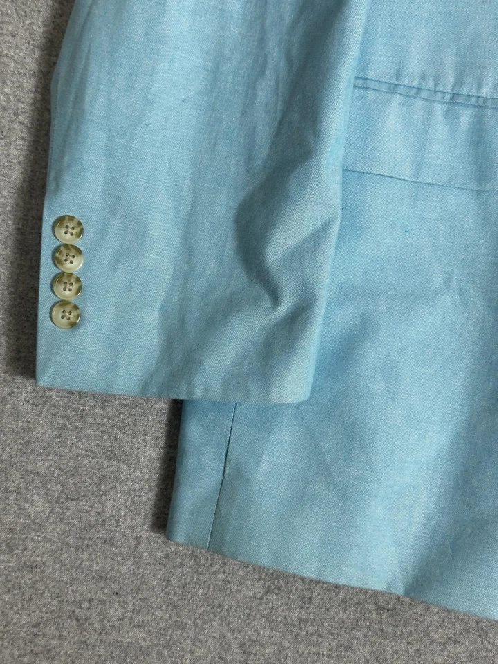 Blazer Abrigo Deportivo Hombre 48R Azul Claro Algodón Dos Botones Muesca Solapa Foto 2 de 4