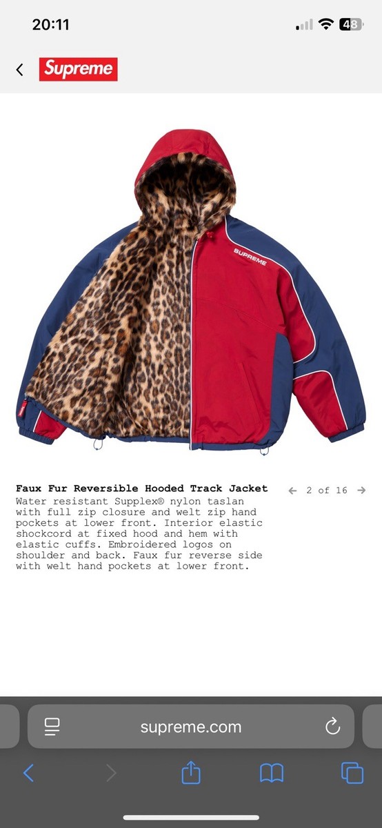 Supreme Faux Fur Reversible Hooded Track Jacket Red In Large