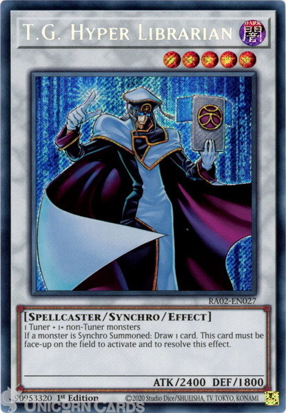 RA02-EN027 T.G. Hyper Librarian : Secret Rare 1st Edition YuGiOh Card