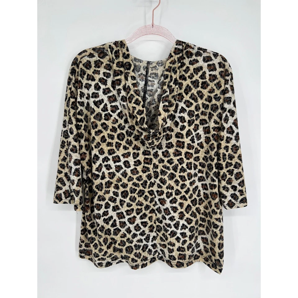 Onque повседневные леопард печать блестки молнии куртка с капюшоном женщин размер L - Изображение 4 из 4