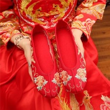 Chinese Old Beijing Women Wedding Shoes Tassel Embroidered Ancient Hanfu Shoes