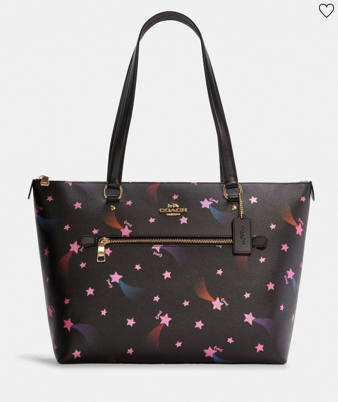 Borsa Coach Gallery con stampa stella discoteca nera multi nuova con etichetta C7668