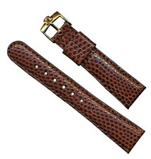 Cinturino MB marrone 22 mm retrò originale lucertola foderato in pelle e placca oro fibbia Omega