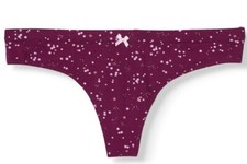 No Boundaries Women's Cotton Thong Panties Size X-SMALL 4 Purple Stars NEW