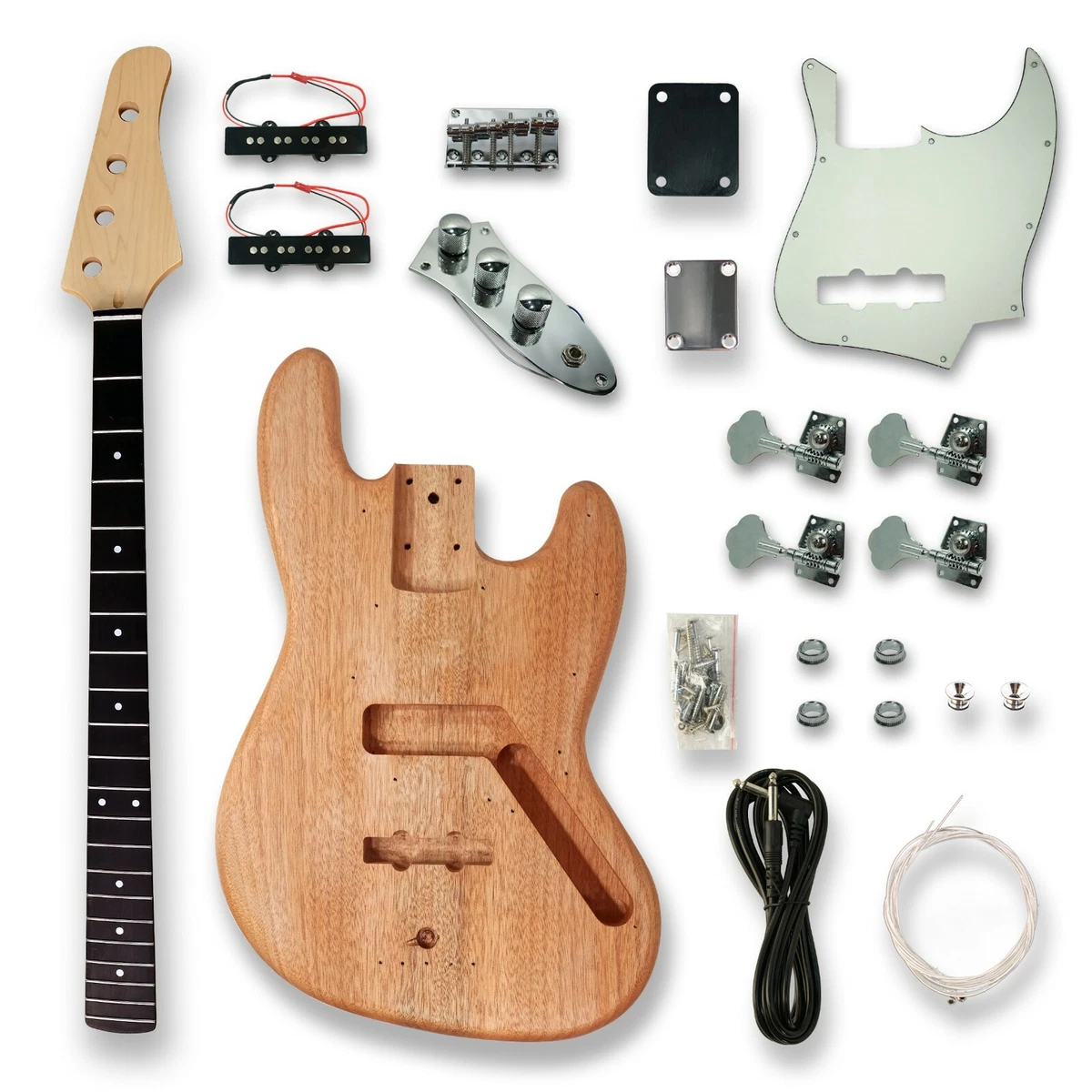 DIY Bass Guitar Unfinished Electric Guitar Kit Okoume Body Maple