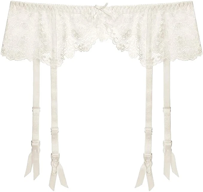 Size L White Regular Size Garter Belts for Women