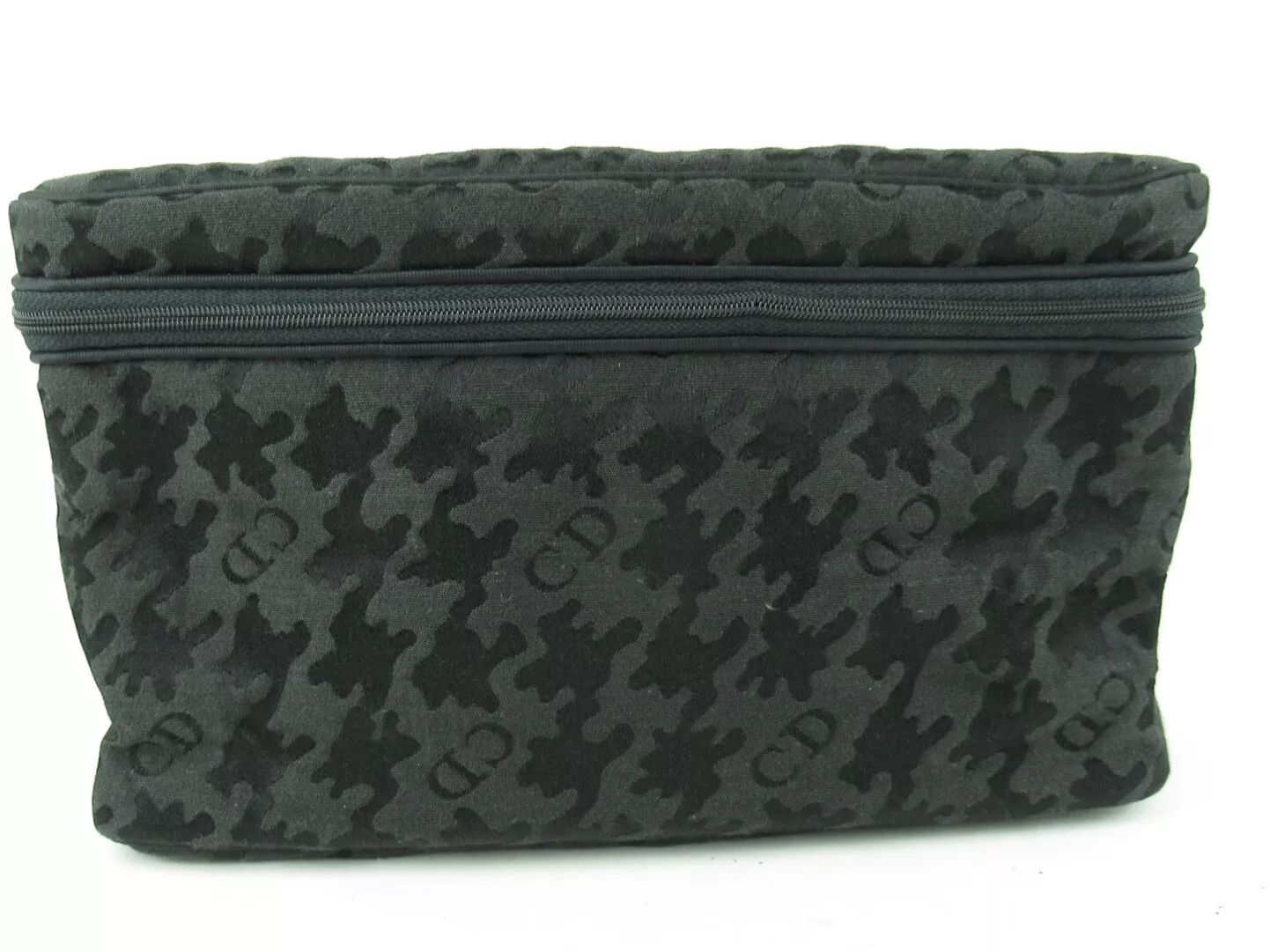 Authentique sac cosmétique Christian Dior Made in U.S.A noir jacquard CD tissu