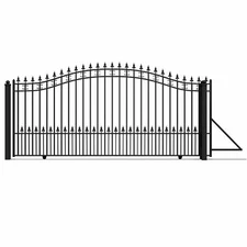 ALEKO Steel St. Louis Style Single 14' Driveway Gate Powder Coated Black