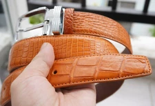 Orange Real Belly Crocodile Belt Skin Leather Men's W 1.3 inch #K26