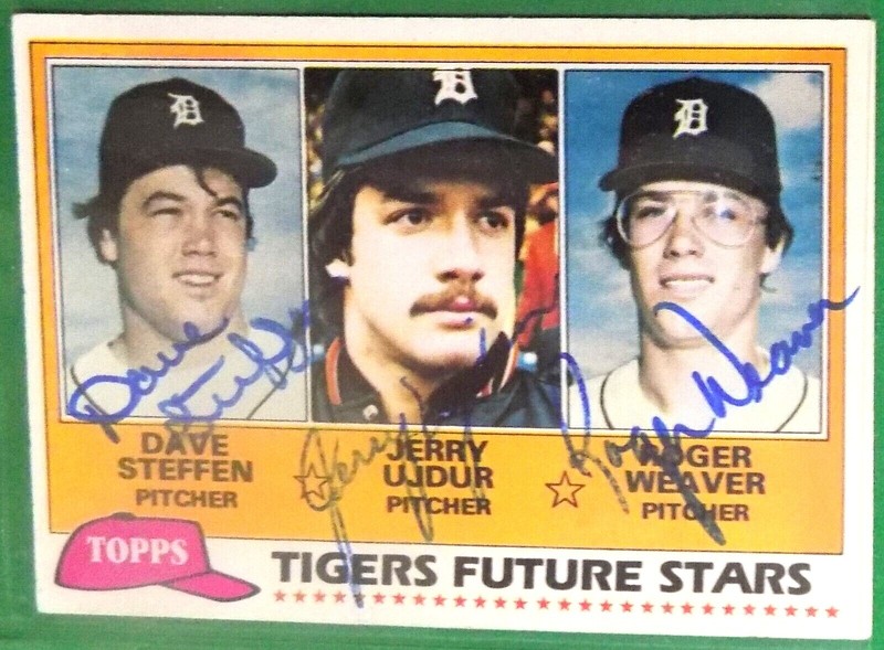 Steffen, Ujdur & Weaver Detroit Tigers Rookies 1981 Autographed Card