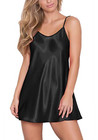 Black Women Sexy Lingerie Satin Spaghetti Strap Nightdress Nightgown Babydoll M — photo 3