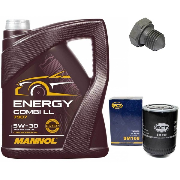 MotoröL Set 5W-30 5 Liter + ÖLfilter + ÖLablassschraube FüR Audi 100 VW Passat-image