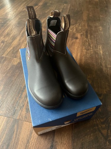 NEW Blundstone 1409 Unisex Chelsea Leather Boots Brown/Stripes Size 5 M 7 W
