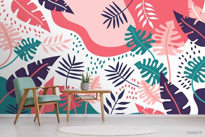 3D Leaves Flora Watercolor Wallpaper Wall Murals Removable Wallpaper