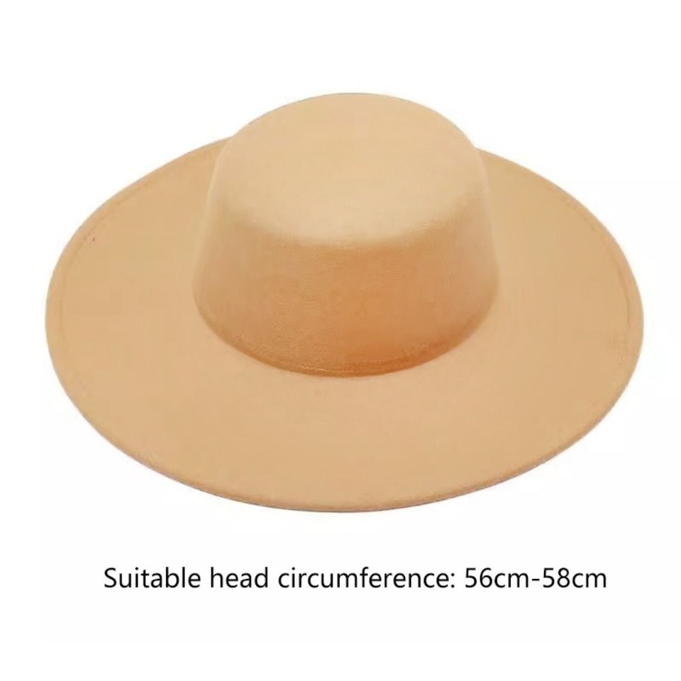 French Women Flatcap Elegant Flattop Cap Church Wide Brim Felt Hat