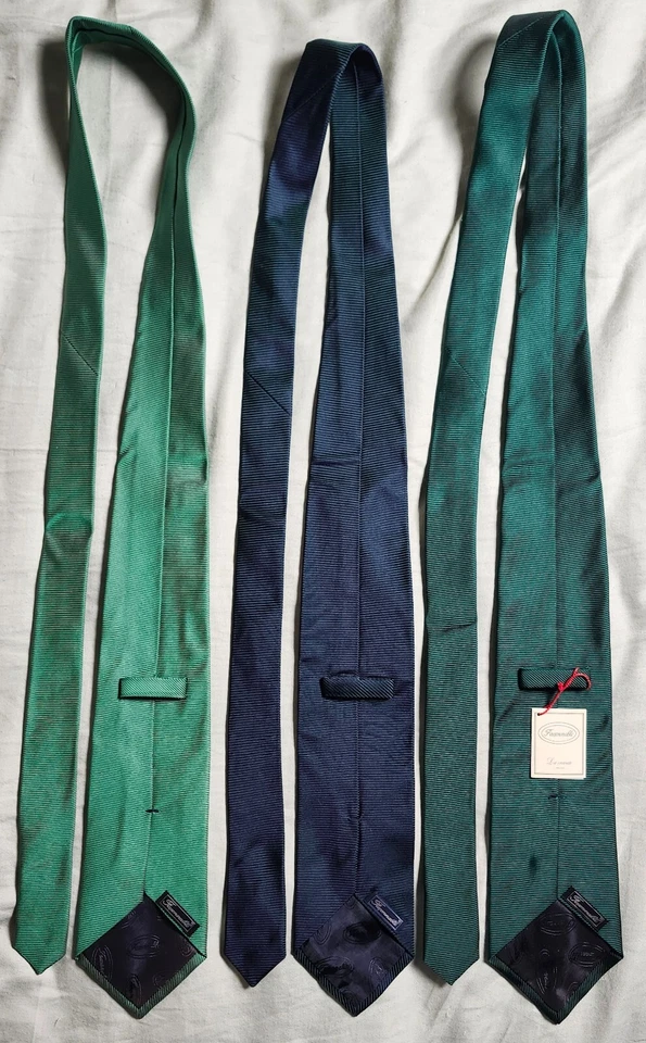 Juego de 3 corbatas faconnables para hombre azul verde 100 % seda Foto 2 de 4