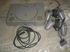 SONY PLAYSTATION 1 CONSOLE WITH CONTROLLERS POWER CABLE WORKS SCPH-1001 NTSC U/C