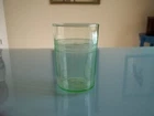 Vtg 1 Rare GREEN Vaseline Depression Banded Optic Rib TUMBLER Glass 8 oz