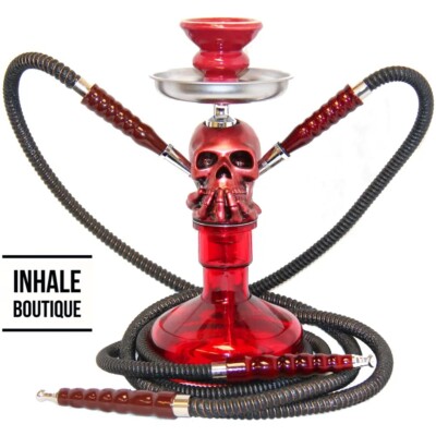 Collectible Hookah/ complete set /SKULL HEAD/Skull Series/ 2 Hose / Red