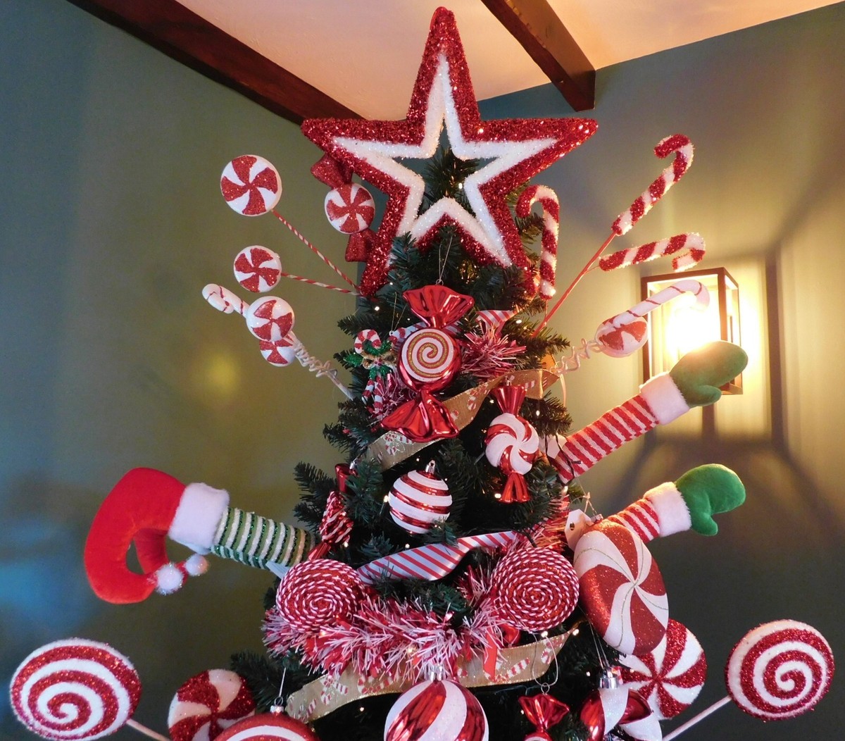 Giant Red & White Glitter Candy Cane or Sweet Christmas Tree Display  Decorations