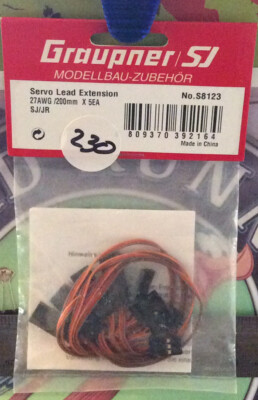 Graupner SJ S8123 Servo Lead Extension 27AWG/200mm X 5EA SJ/JR NIP USA Shipped