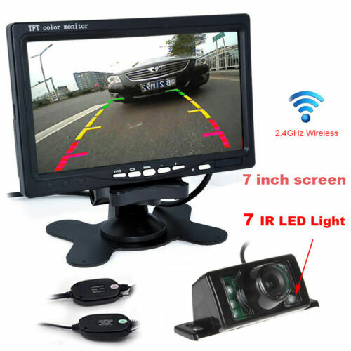 7" TFT LCD Monitor + Wireless Car Rear View System night Backup Camera CCD - Afbeelding 1 van 10