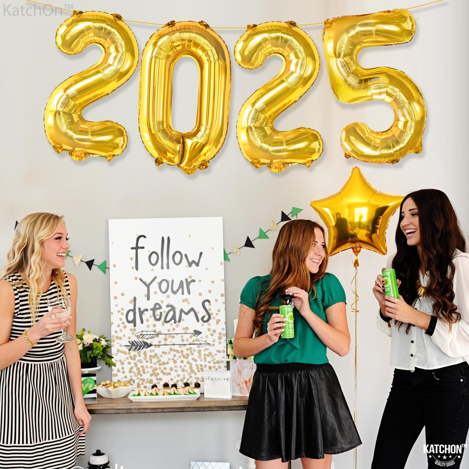 KatchOn Gold 2025 Balloons New Year - 16 Inch | Happy New Year Decorations 20...