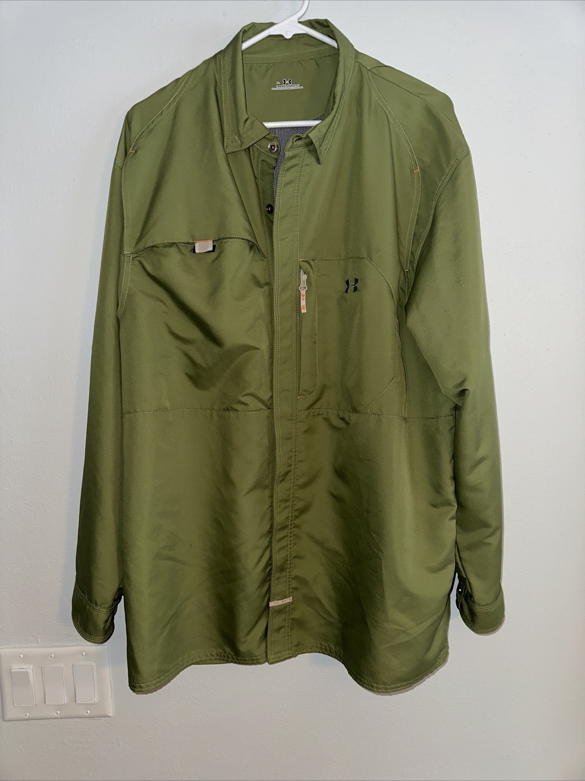 Under Armor Olive Green Golf Button Windbreaker Utili… Gem