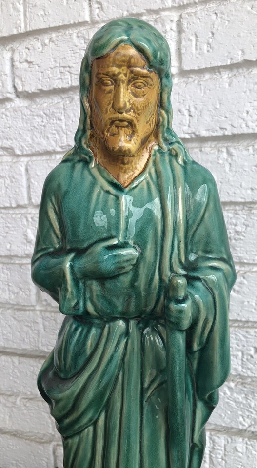 Vintage large Art Pottery Jesus Statue water font impressive eBay