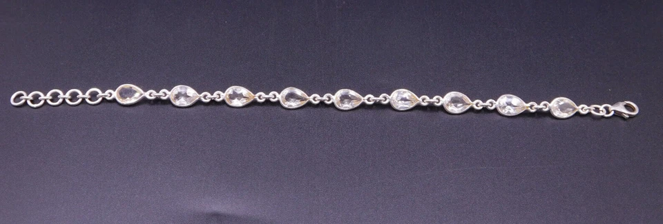 6.40 Gm 925 Sterling Silver Crystal Cut Gemstone Handmade Bracelet Size 8.15" in - Image 3 of 4