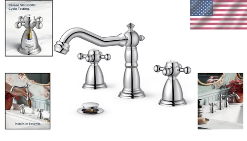 Antique-Inspired Widespread Bathroom Faucet - Easy Installation & Maintenance - Picture 2 of 9