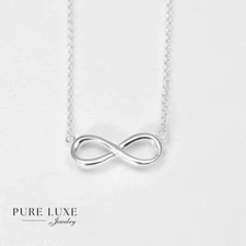 Women's 925 Sterling Silver Infinity Pendant + Necklace 16",17,18".BOX