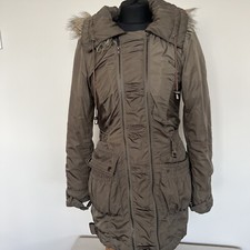 Warehouse Size 8 Parka Khaki Gold With Detachable Fur Around Hood L/s