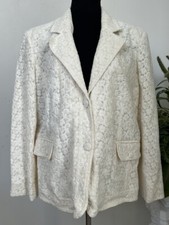Dialogue Ivory Lace Floral Paisley Embroidered Jacket Button Blazer 2x