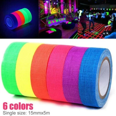 6 Colors Neon Cloth Gaffer Tape Fluorescent UV Blacklight Glow in The Dark Party - Image 1 of 4