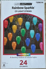 Gemmy Lightshow 24 Count 23 ft C9 Random Sparkle Multicolor LED Christmas Light