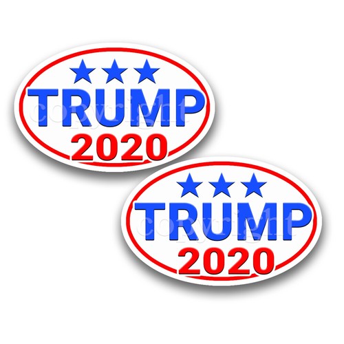 Trump 2020 Bumper Stickers Oval Decals Tri-Star White 5" 2 pack - Picture 4 of 4
