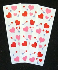 Mrs Grossman 2x6 inch Valentines 'Hearts & Arrows' Three Full Sticker Sheets