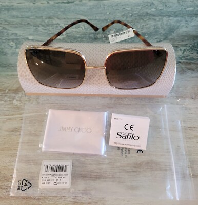 JIMMY CHOO ALIANA 59mm Square Sunglasses Gold Havana / Brown  display picture 1