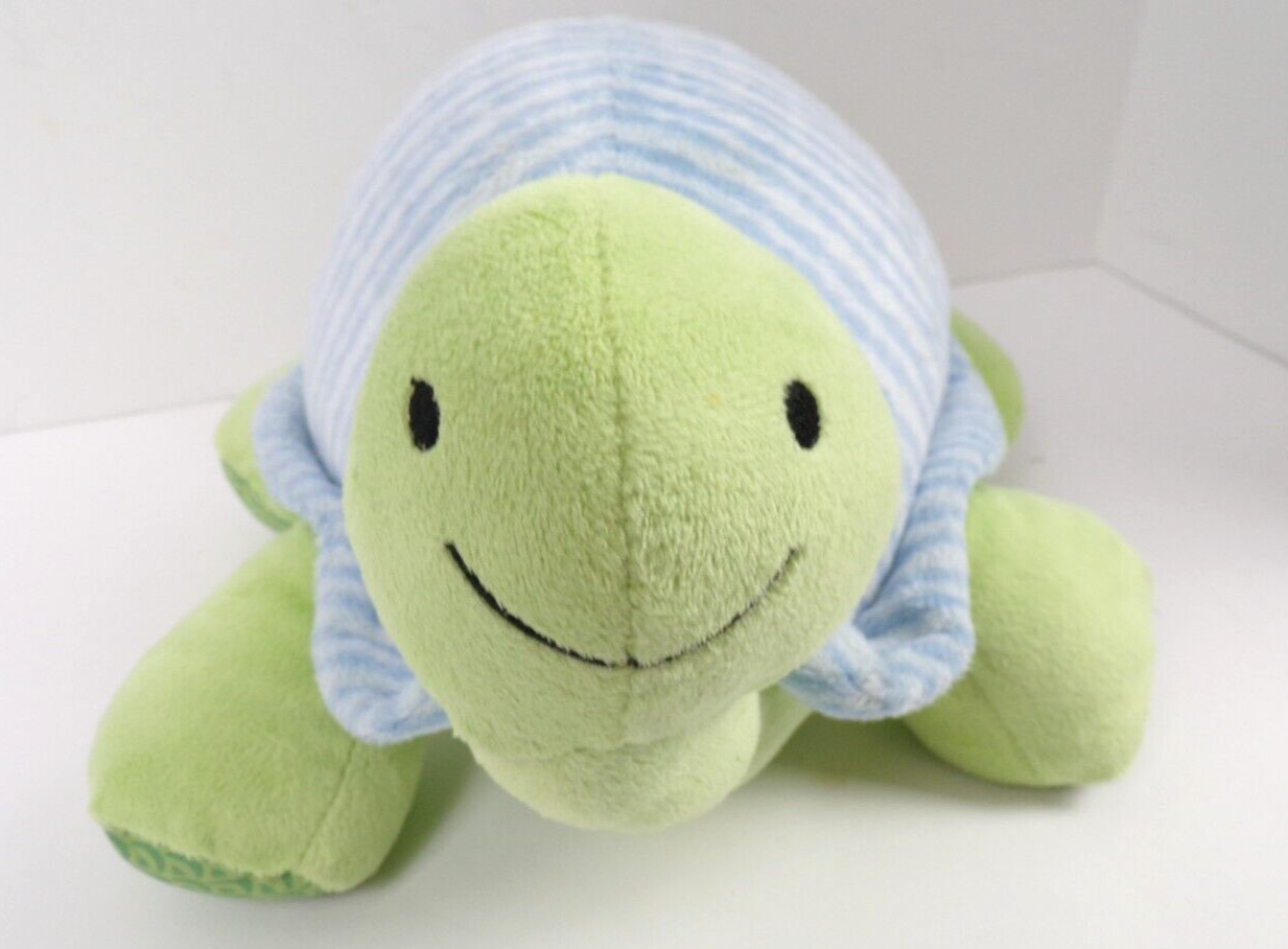 CoCaLo Baby Turtle Plush Soft Green Blue Stripes 11" Stuffed Animal Toy