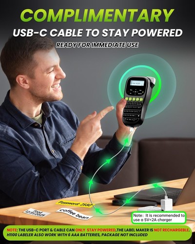 Portable Label Maker with Backlit LCD & USB-C: Ideal for Organizing Cables - Picture 5 of 11