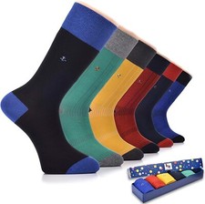 Hugh Ugoli 6 Pairs Men's Dress Socks Cotton / Seamless Toe, 6 Pairs, Size: 7-12