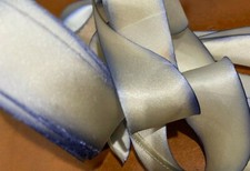 silk ribbon hand dyed 1" bias made in USA 1yd blueberry edge