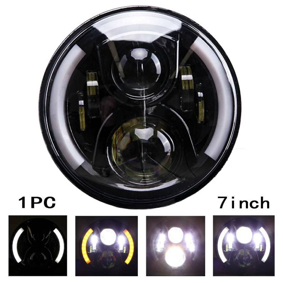 Motorcycle 7'' LED Round Headlight w/ Turn Signals Lights For Triumph Adventurer - Image 2 of 4