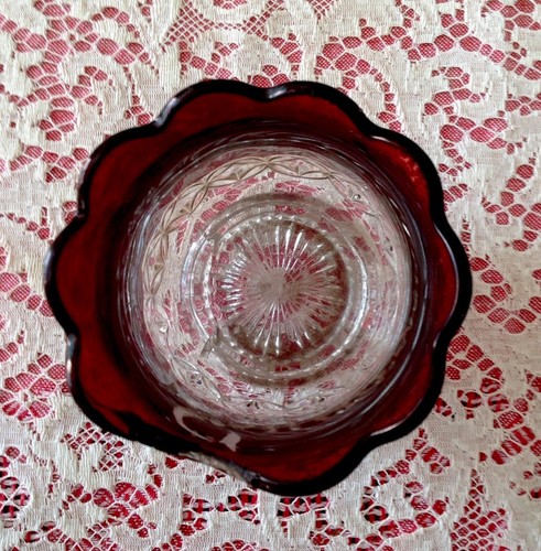 Antique Red Ruby Flash Engraved Sugar Bowl - Picture 3 of 5