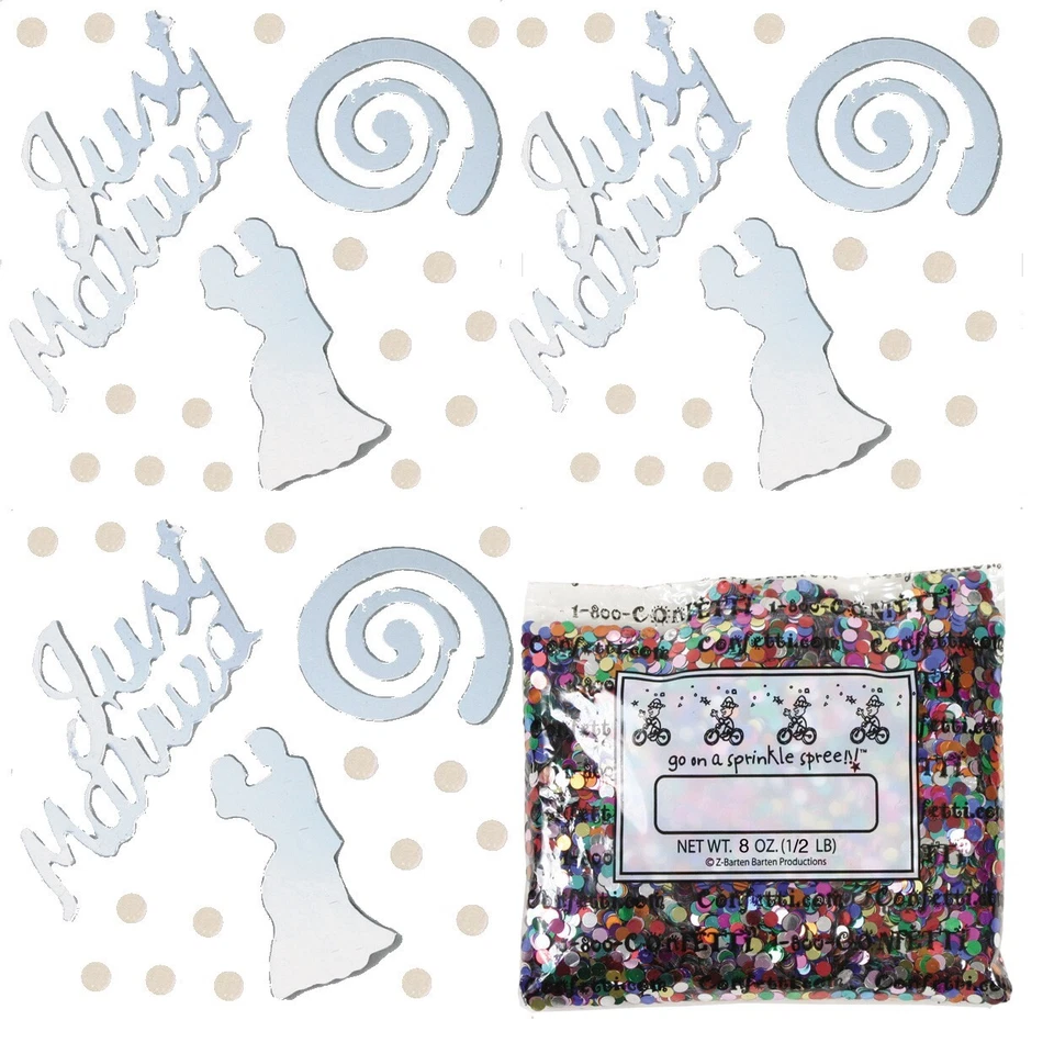 Confetti MultiShape - Tie the Knot 银色 - 2 件或 1/2 磅 - 免费送货 (9472) — 第 3/4 张图片