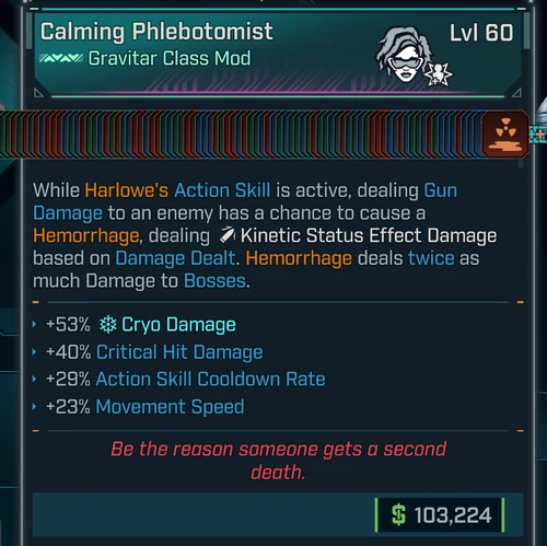 Borderlands 4 • MODDED Class Mod •  Harlowe Phlebotomist • Lvl 60 •  PS PC XBOX