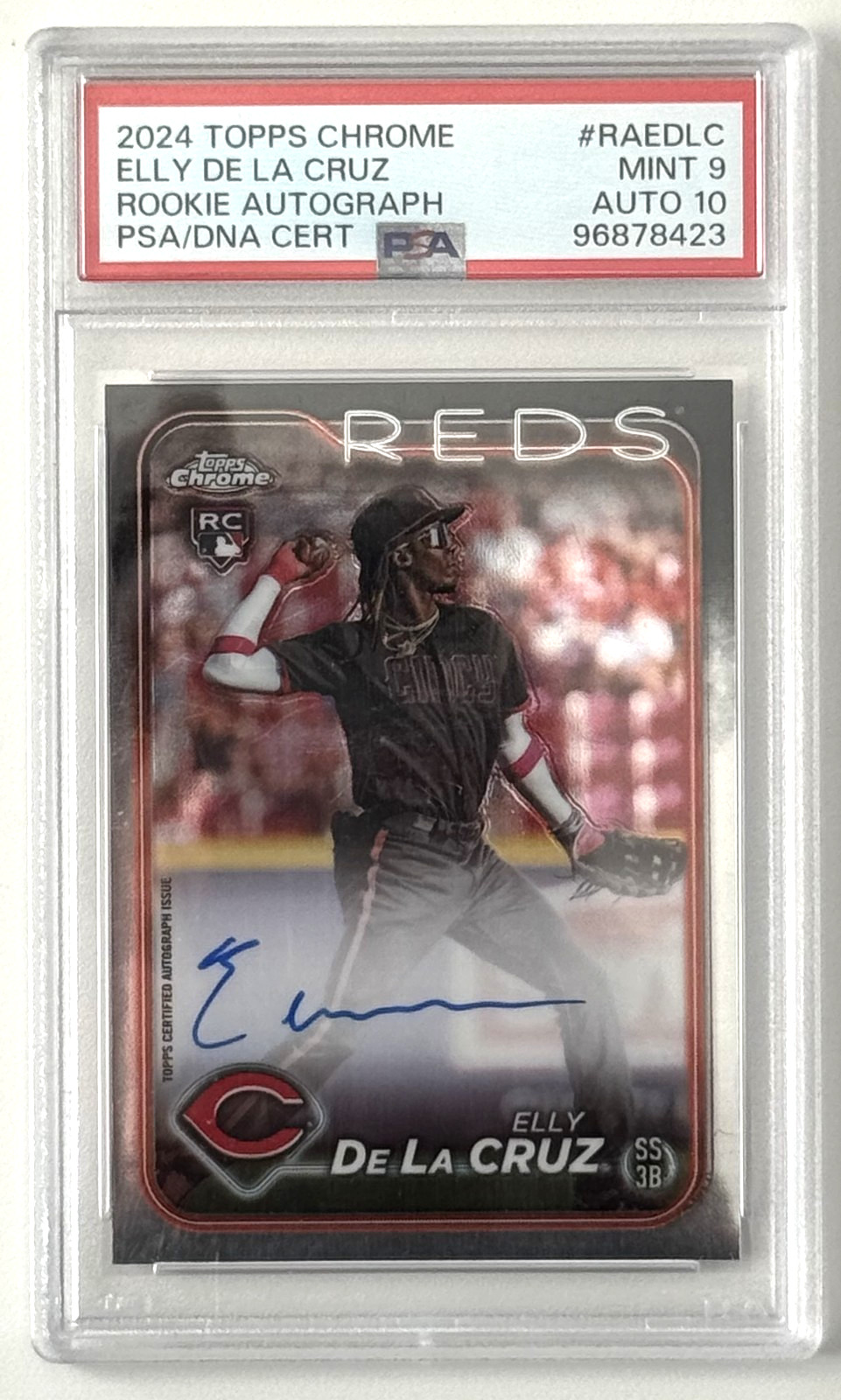 2024 Topps Chrome Elly De La Cruz #RA-EDLC - BASE PSA 9 Auto 10 Cincinnati Reds