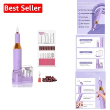 Rechargeable Nail Drill with 3 Speeds & 12-Bit Manicure Kit - Lightweight Purple